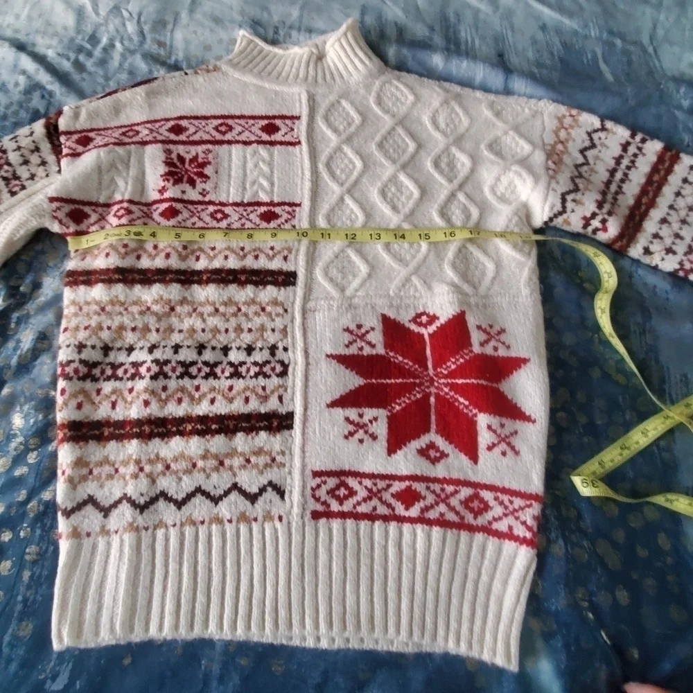 American Eagle Women' Sweater Cream & Black Pullover - Picture 5 of 6